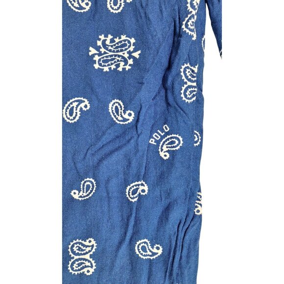 Polo Ralph Lauren Blue Bandana Drawstring Pants Women Size Small Viscose New - Picture 5 of 7